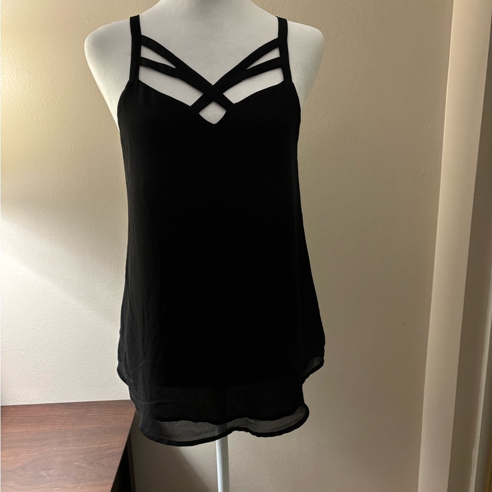 Fora Chic Black Strappy Camisole Top Size S